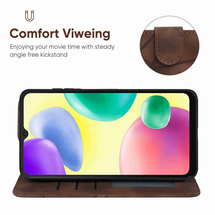 For Xiaomi Redmi 10A / 9C Skin Feel Geometric Lines Leather Phone Case