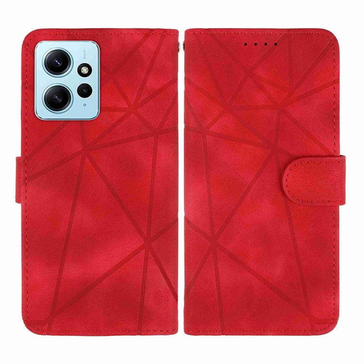 For Xiaomi Redmi 12 4G Skin Feel Geometric Lines Leather Phone Case