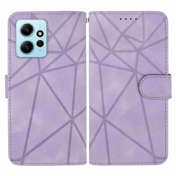 For Xiaomi Redmi 12 4G Skin Feel Geometric Lines Leather Phone Case