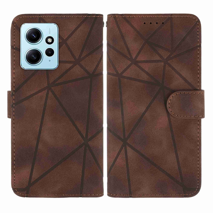 For Xiaomi Redmi 12 4G Skin Feel Geometric Lines Leather Phone Case