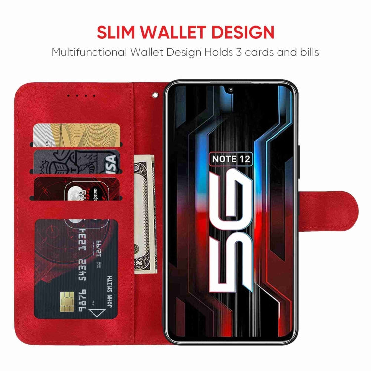 For Xiaomi Redmi Note 12 5G Global Skin Feel Geometric Lines Leather Phone Case