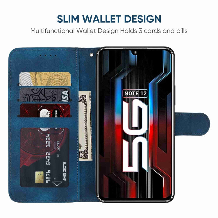 For Xiaomi Redmi Note 12 5G Global Skin Feel Geometric Lines Leather Phone Case