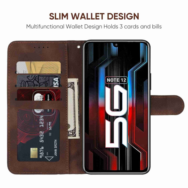 For Xiaomi Redmi Note 12 5G Global Skin Feel Geometric Lines Leather Phone Case