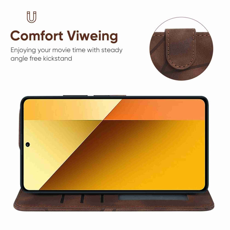 For Xiaomi Redmi Note 13 5G Global Skin Feel Geometric Lines Leather Phone Case