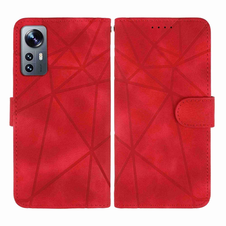 For Xiaomi 12 Skin Feel Geometric Lines Leather Phone Case