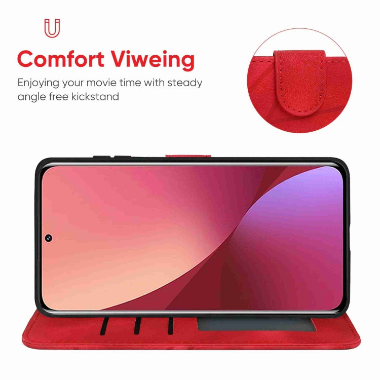For Xiaomi 12 Skin Feel Geometric Lines Leather Phone Case