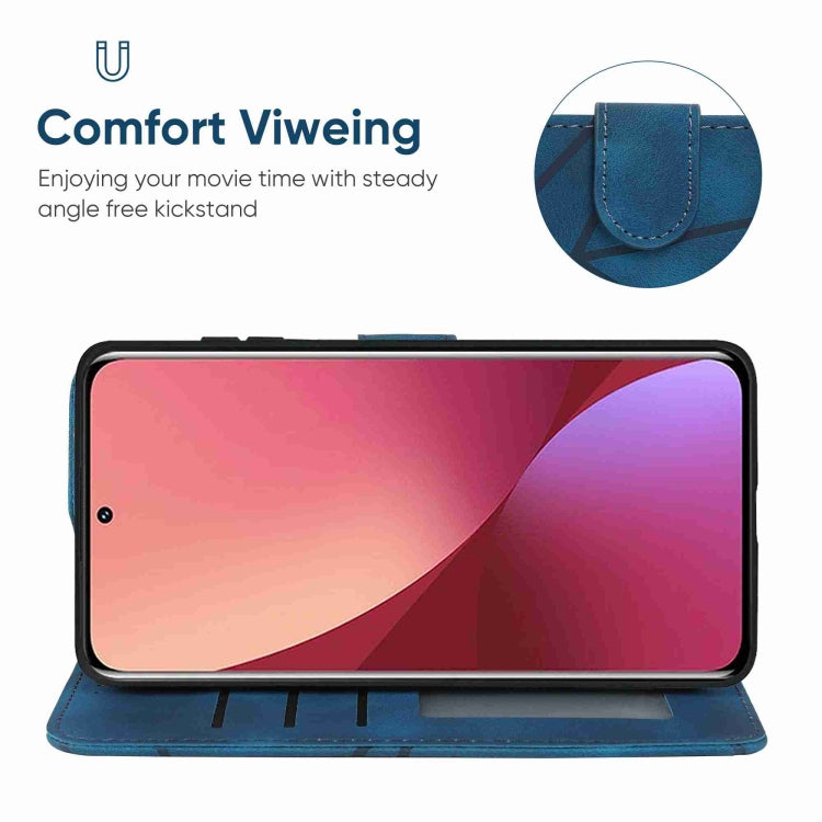 For Xiaomi 12 Skin Feel Geometric Lines Leather Phone Case