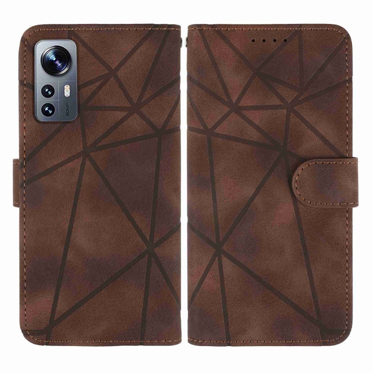 For Xiaomi 12 Skin Feel Geometric Lines Leather Phone Case