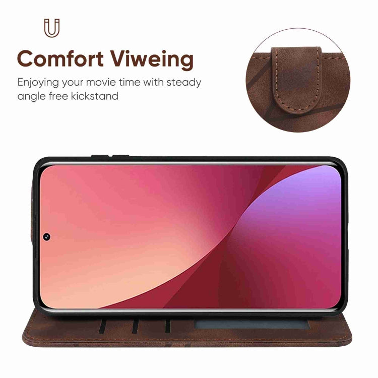 For Xiaomi 12 Skin Feel Geometric Lines Leather Phone Case