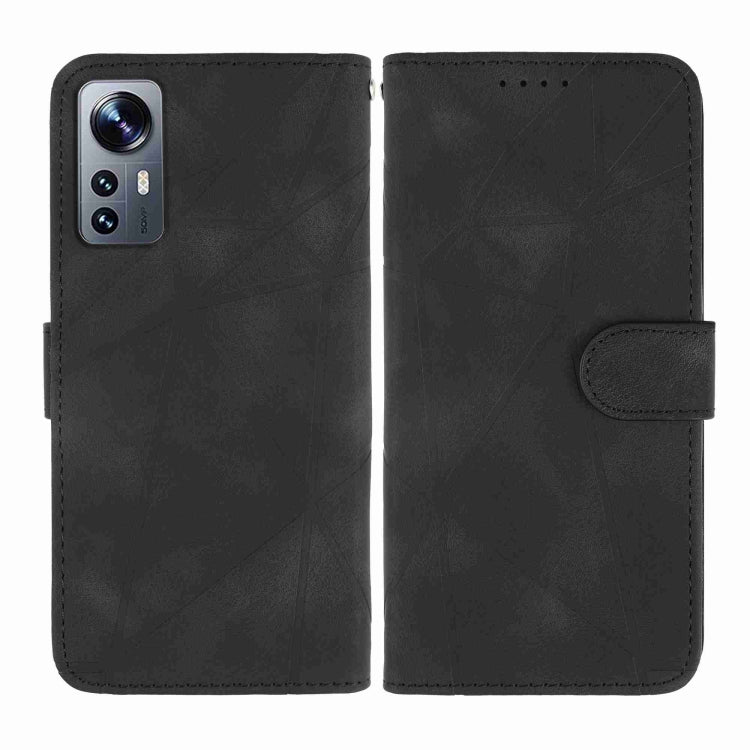 For Xiaomi 12 Pro Skin Feel Geometric Lines Leather Phone Case