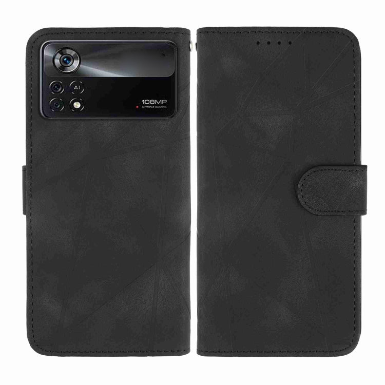 For Xiaomi Poco X4 Pro 5G Skin Feel Geometric Lines Leather Phone Case