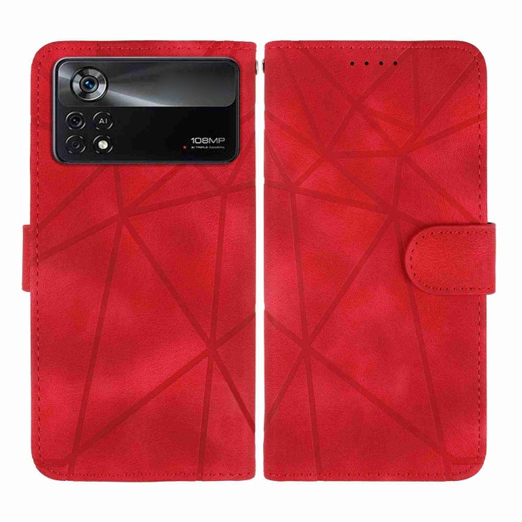 For Xiaomi Poco X4 Pro 5G Skin Feel Geometric Lines Leather Phone Case