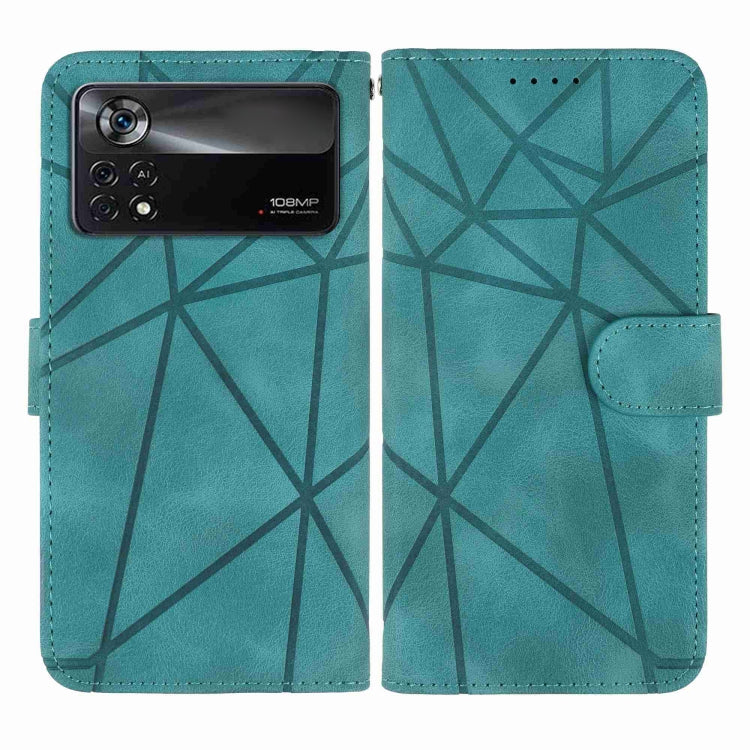 For Xiaomi Poco X4 Pro 5G Skin Feel Geometric Lines Leather Phone Case