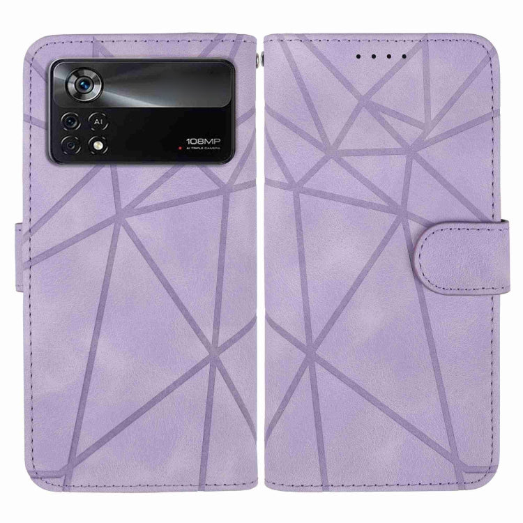 For Xiaomi Poco X4 Pro 5G Skin Feel Geometric Lines Leather Phone Case