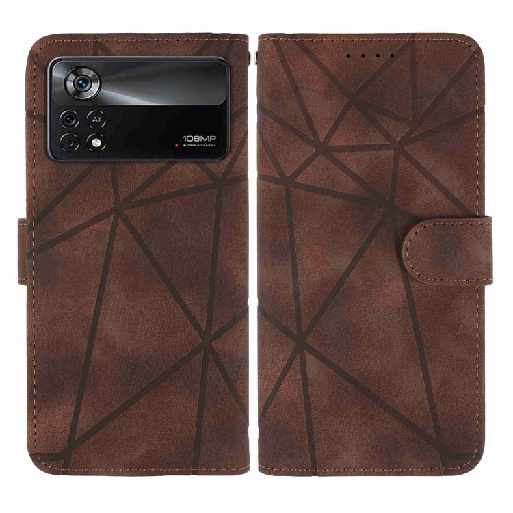 For Xiaomi Poco X4 Pro 5G Skin Feel Geometric Lines Leather Phone Case