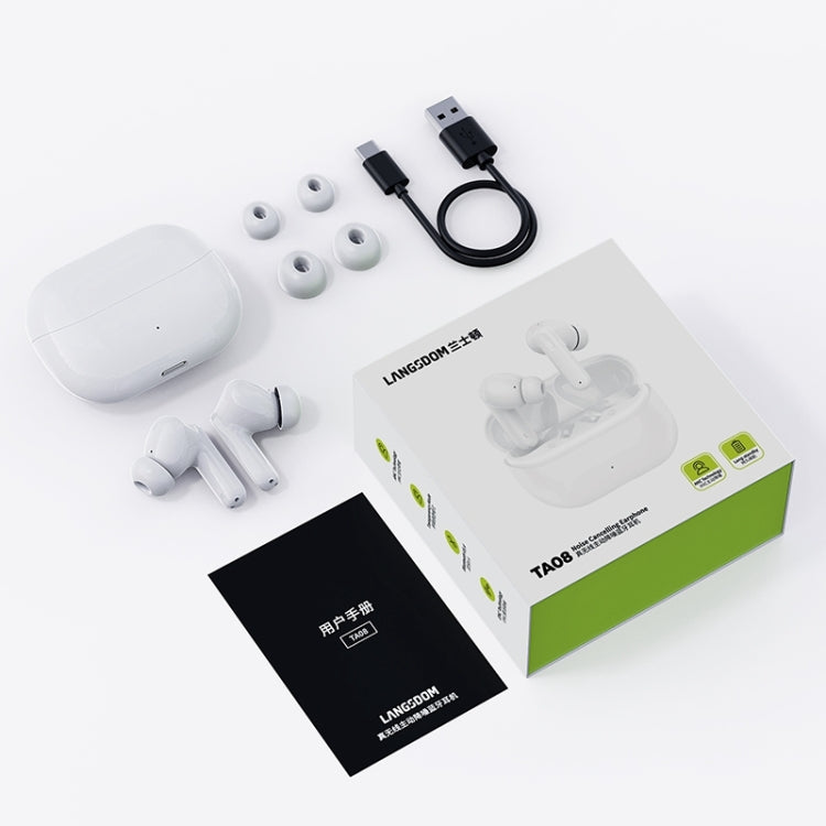 Langsdom TA08 Active Noise Reduction Wireless Bluetooth Earphone - White