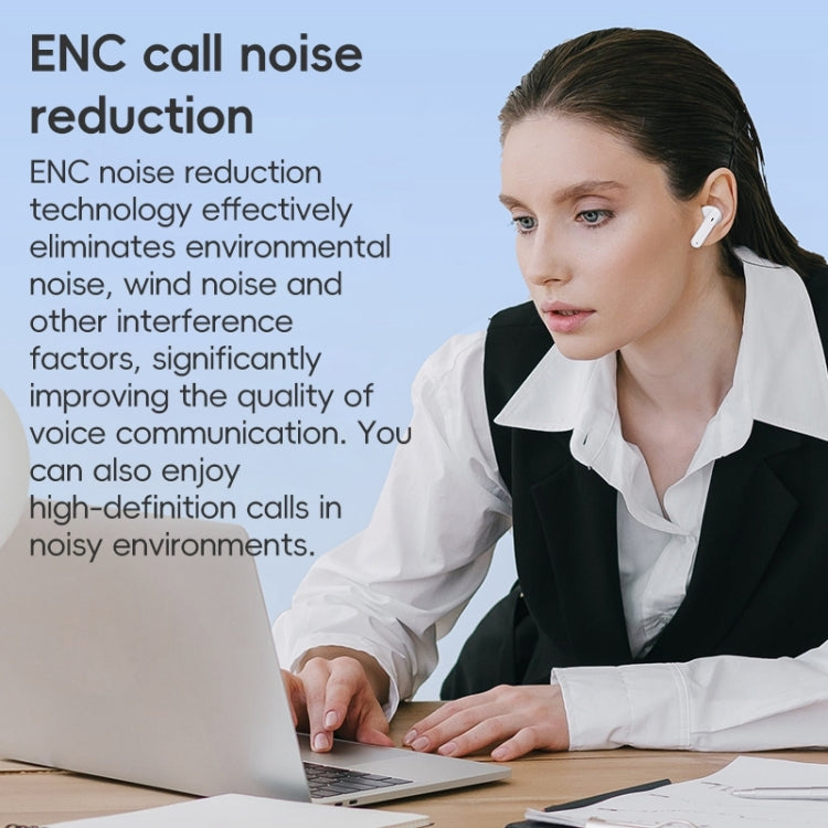 Langsdom TA08 Active Noise Reduction Wireless Bluetooth Earphone - White