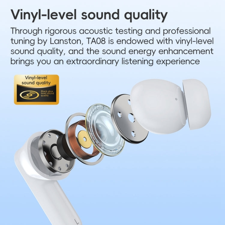 Langsdom TA08 Active Noise Reduction Wireless Bluetooth Earphone - White