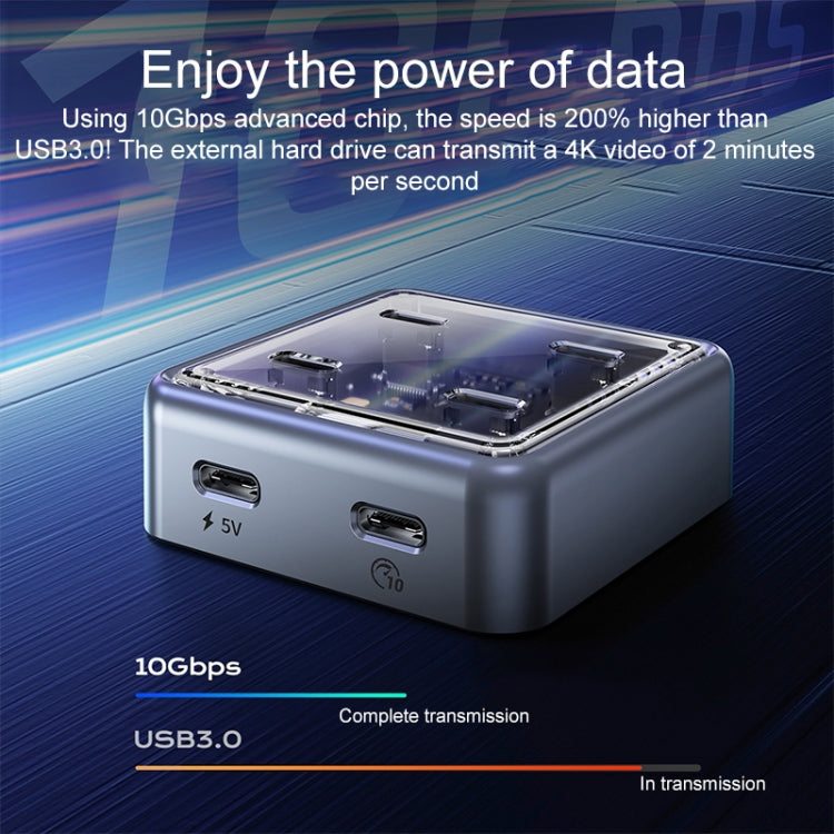 ORICO XHJ4C-G2 4-Port Compact Zinc Alloy USB Type-C 3.0 HUB Expand Converter - Silver