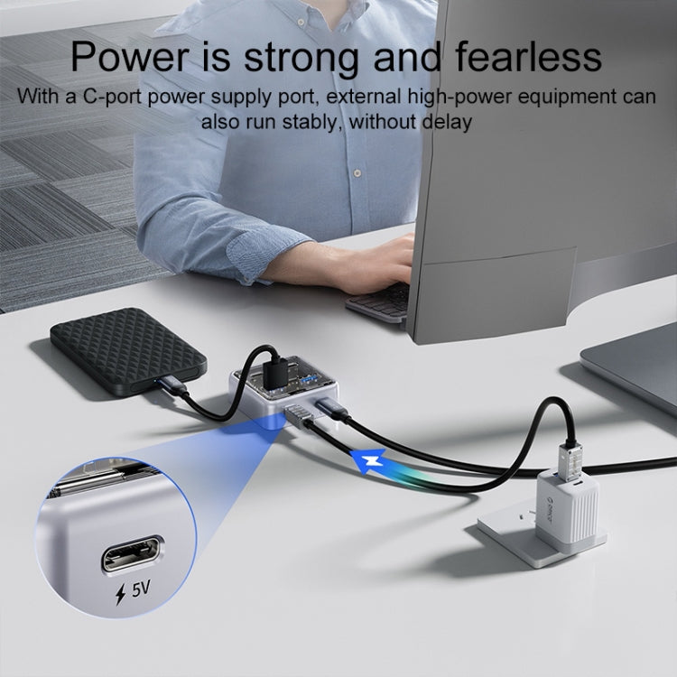 ORICO XHJ4C-G2 4-Port Compact Zinc Alloy USB Type-C 3.0 HUB Expand Converter - Silver