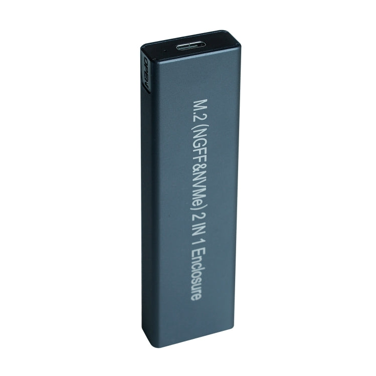 Aluminium Alloy M.2 NDFF&NVMe 2-in-1 External Hard Drive Enclosure - Dark Grey