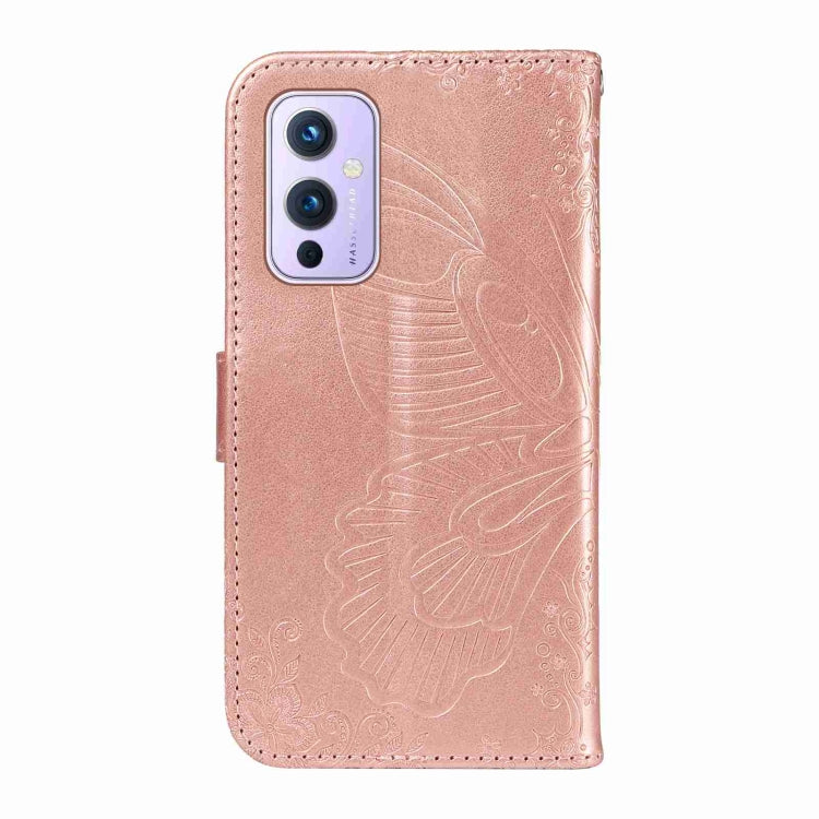 For OnePlus 9 Swallowtail Butterfly Embossed Leather Phone Case