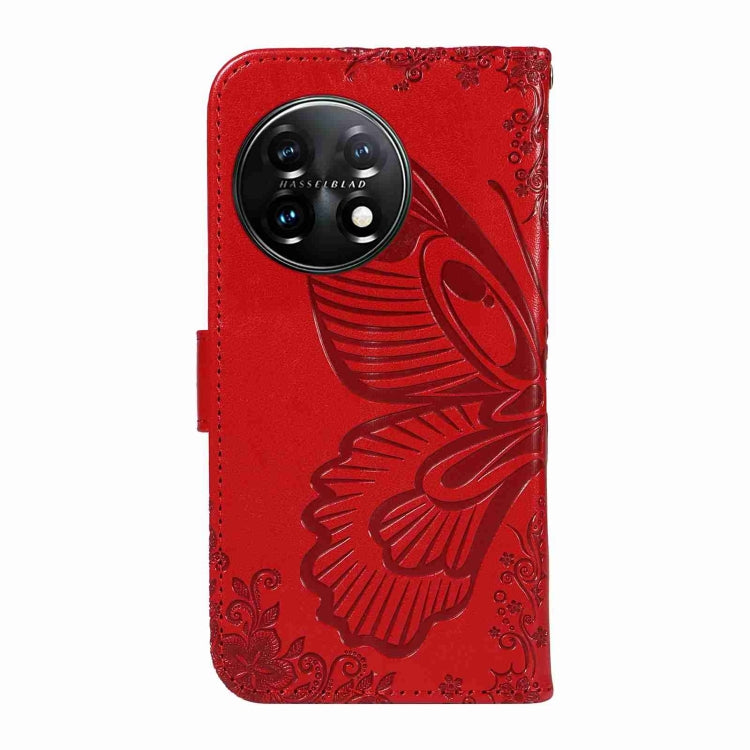 For OnePlus 11 5G Swallowtail Butterfly Embossed Leather Phone Case