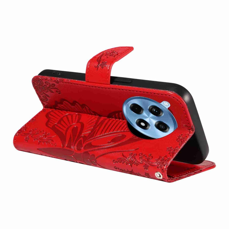 For OnePlus 12R Swallowtail Butterfly Embossed Leather Phone Case
