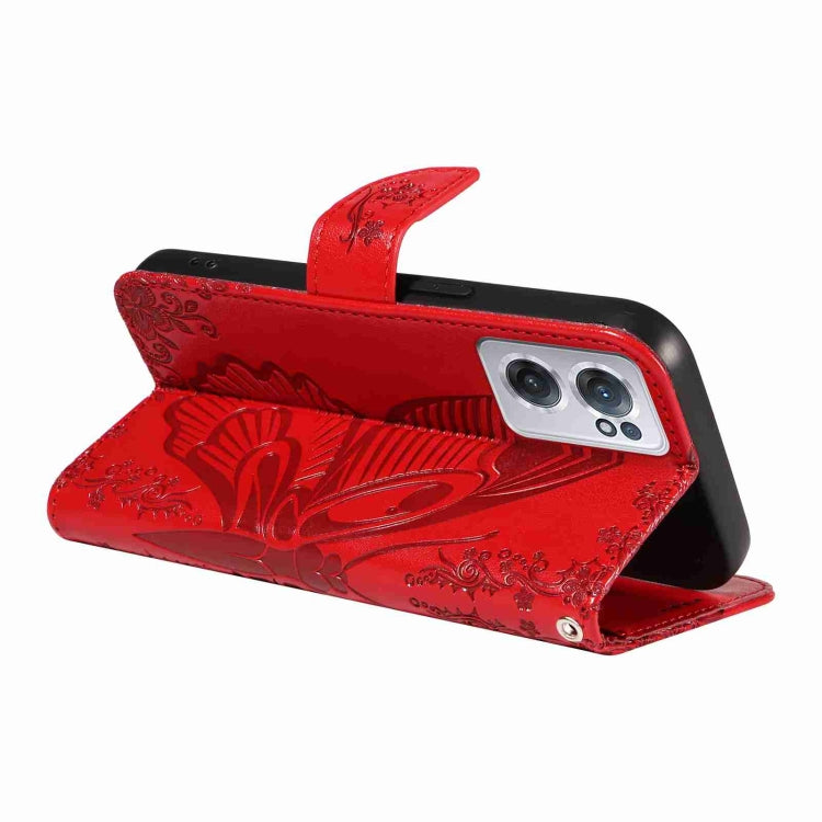 For OnePlus Nord CE 2 5G Swallowtail Butterfly Embossed Leather Phone Case