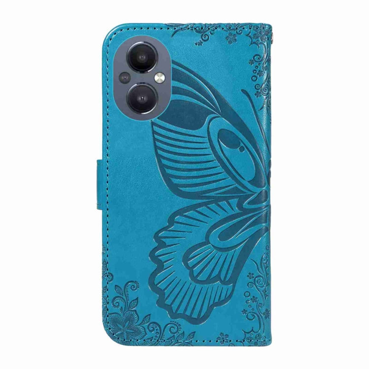 For OnePlus Nord N20 5G / OPPO A96 5G Swallowtail Butterfly Embossed Leather Phone Case