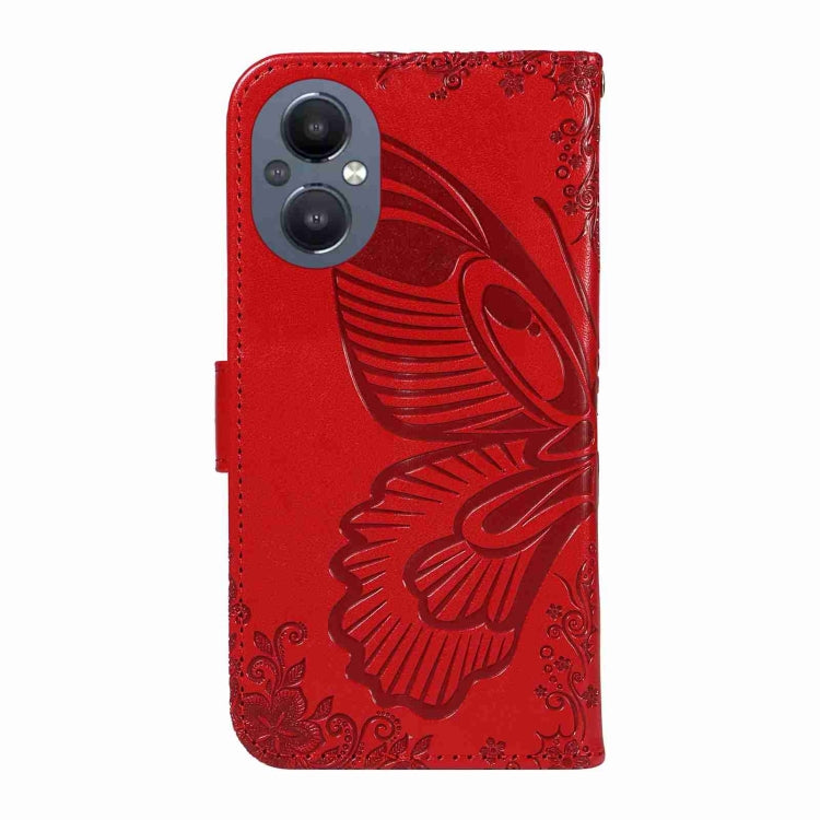 For OnePlus Nord N20 5G / OPPO A96 5G Swallowtail Butterfly Embossed Leather Phone Case