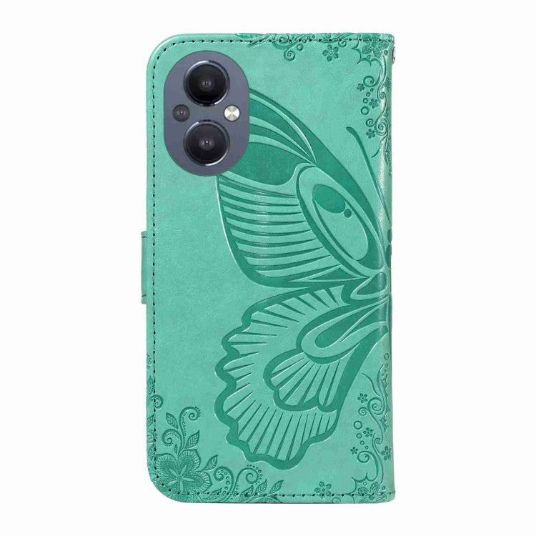 For OnePlus Nord N20 5G / OPPO A96 5G Swallowtail Butterfly Embossed Leather Phone Case