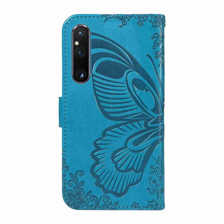 For Sony Xperia 1 V Swallowtail Butterfly Embossed Leather Phone Case