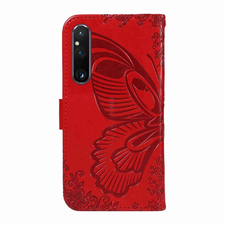 For Sony Xperia 1 V Swallowtail Butterfly Embossed Leather Phone Case