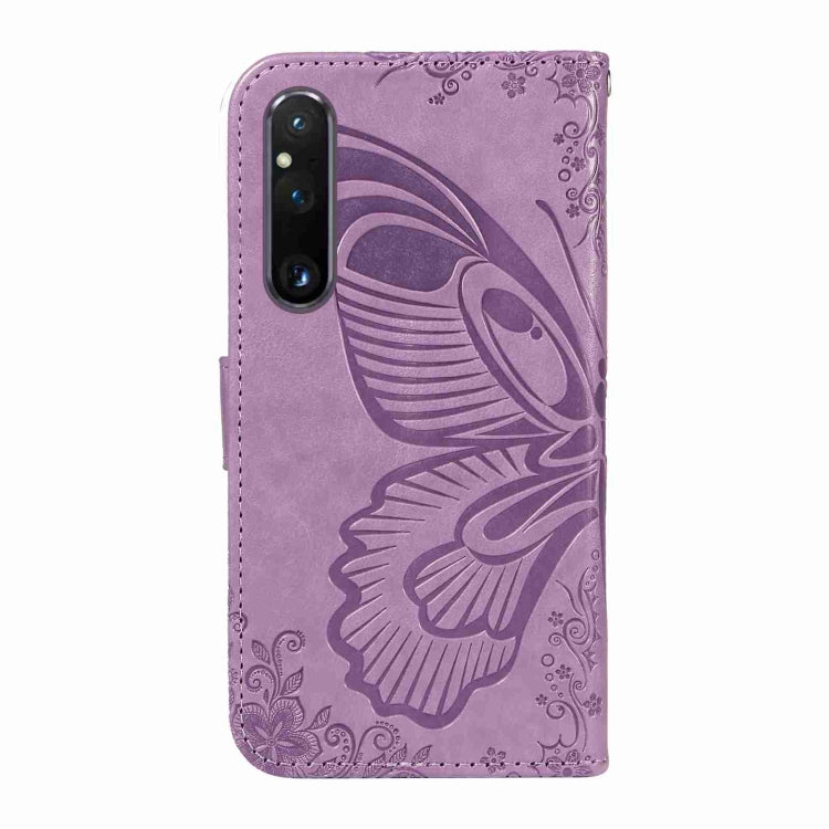 For Sony Xperia 1 V Swallowtail Butterfly Embossed Leather Phone Case