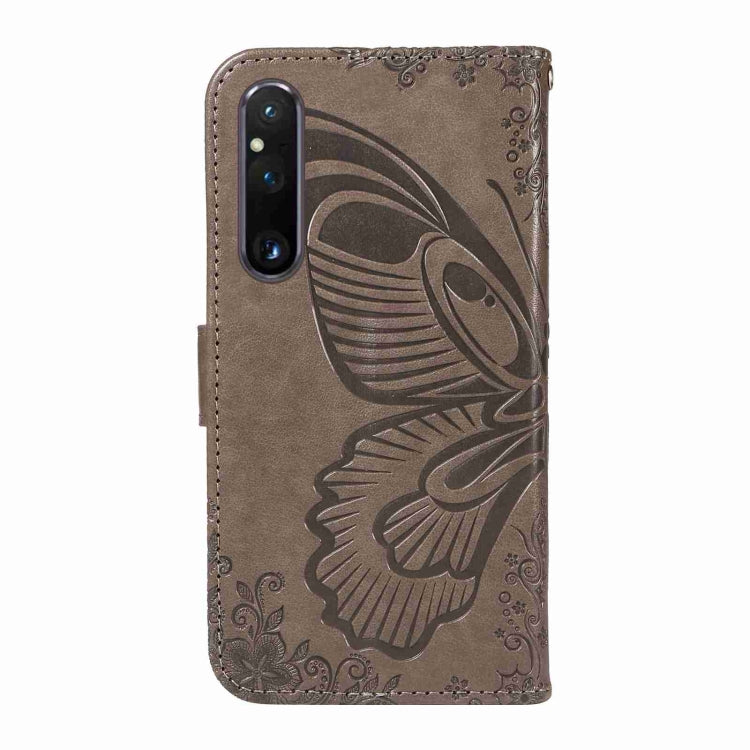 For Sony Xperia 1 V Swallowtail Butterfly Embossed Leather Phone Case