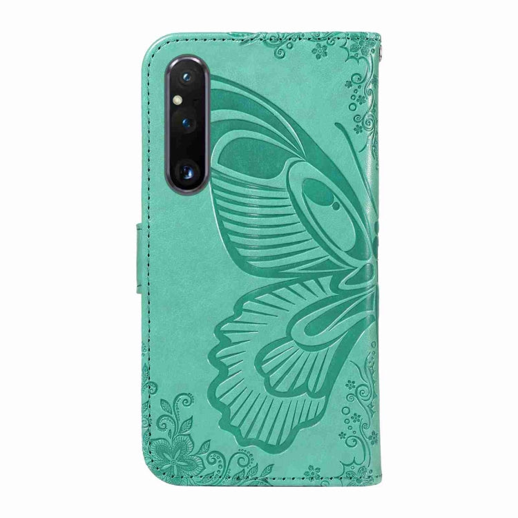 For Sony Xperia 1 V Swallowtail Butterfly Embossed Leather Phone Case