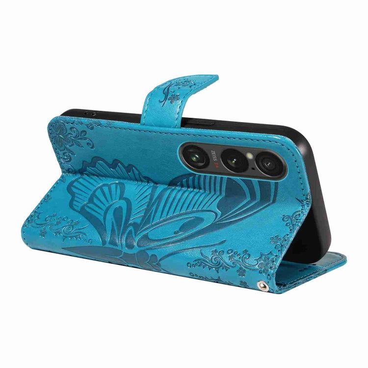 For Sony Xperia 1 VI 2024 Swallowtail Butterfly Embossed Leather Phone Case