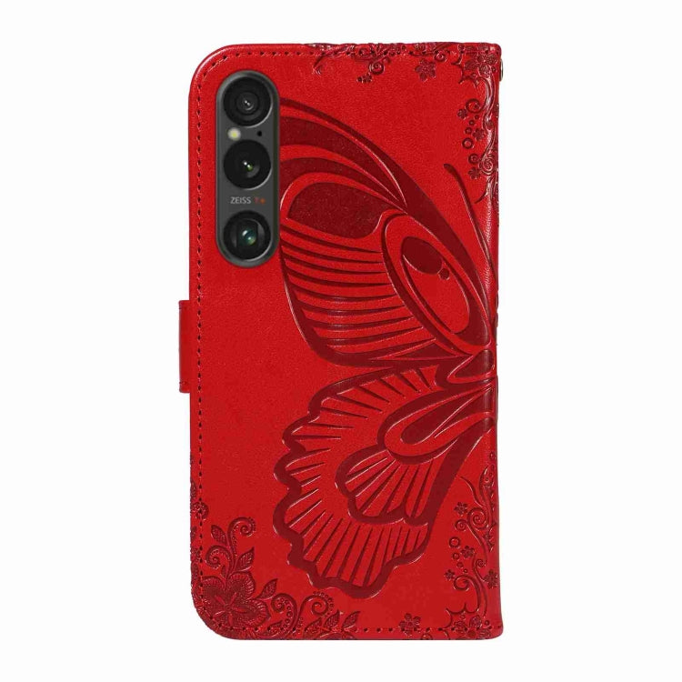 For Sony Xperia 1 VI 2024 Swallowtail Butterfly Embossed Leather Phone Case