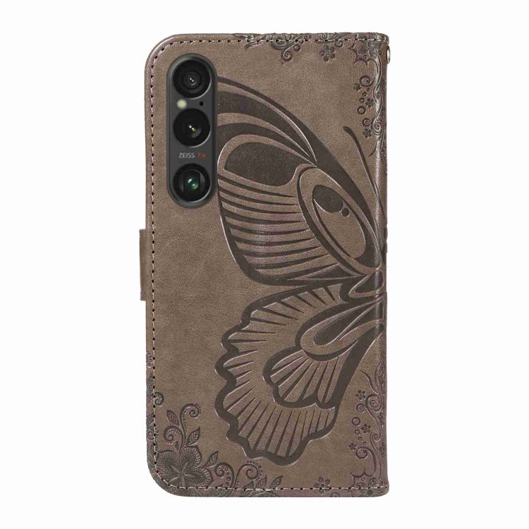 For Sony Xperia 1 VI 2024 Swallowtail Butterfly Embossed Leather Phone Case