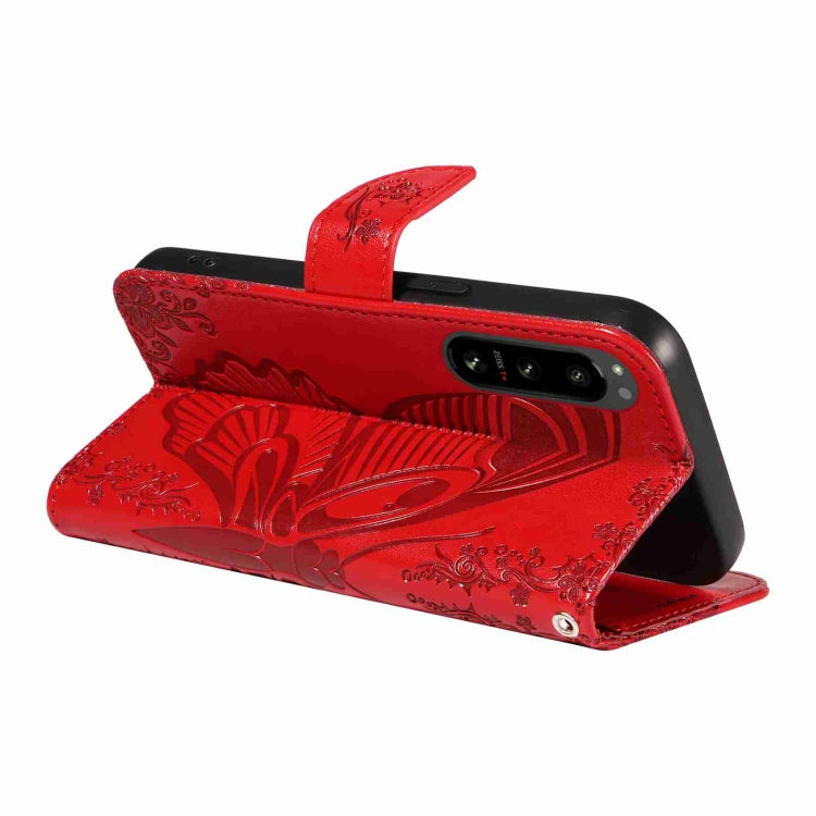 For Sony Xperia 5 IV Swallowtail Butterfly Embossed Leather Phone Case