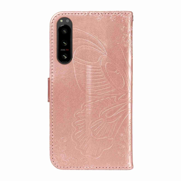For Sony Xperia 5 IV Swallowtail Butterfly Embossed Leather Phone Case