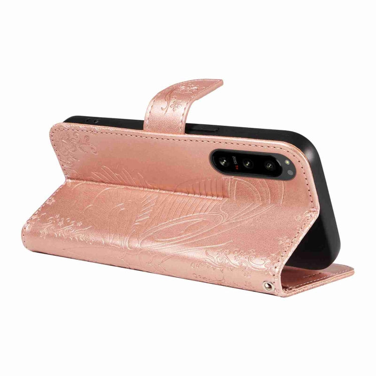 For Sony Xperia 5 IV Swallowtail Butterfly Embossed Leather Phone Case