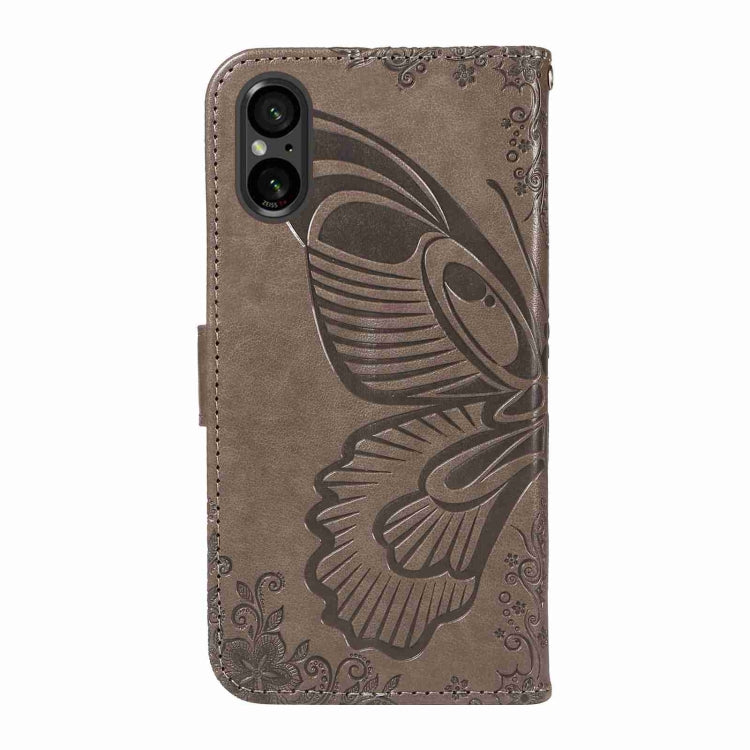 For Sony Xperia 5 V Swallowtail Butterfly Embossed Leather Phone Case