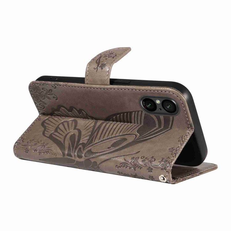 For Sony Xperia 5 V Swallowtail Butterfly Embossed Leather Phone Case