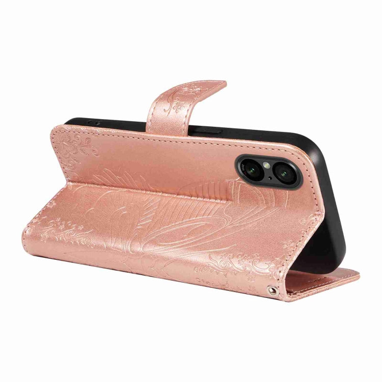 For Sony Xperia 5 V Swallowtail Butterfly Embossed Leather Phone Case