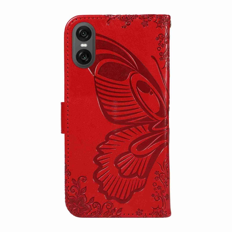 For Sony Xperia 10 VI 2024 Swallowtail Butterfly Embossed Leather Phone Case