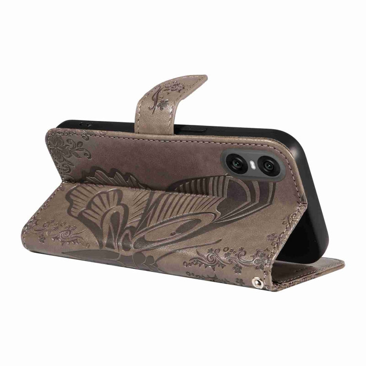 For Sony Xperia 10 VI 2024 Swallowtail Butterfly Embossed Leather Phone Case