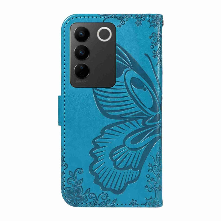For vivo V27 5G / V27 Pro 5G Swallowtail Butterfly Embossed Leather Phone Case