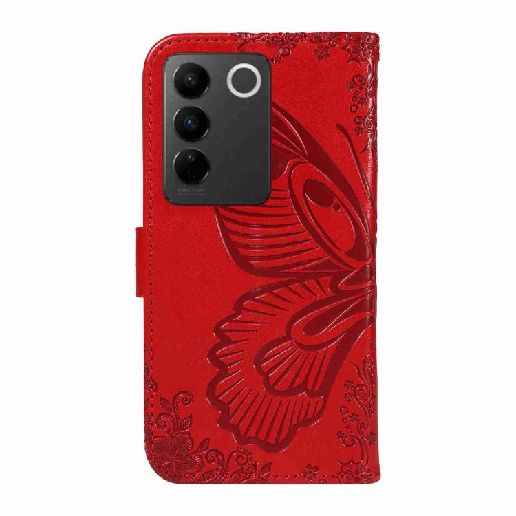 For vivo V27 5G / V27 Pro 5G Swallowtail Butterfly Embossed Leather Phone Case